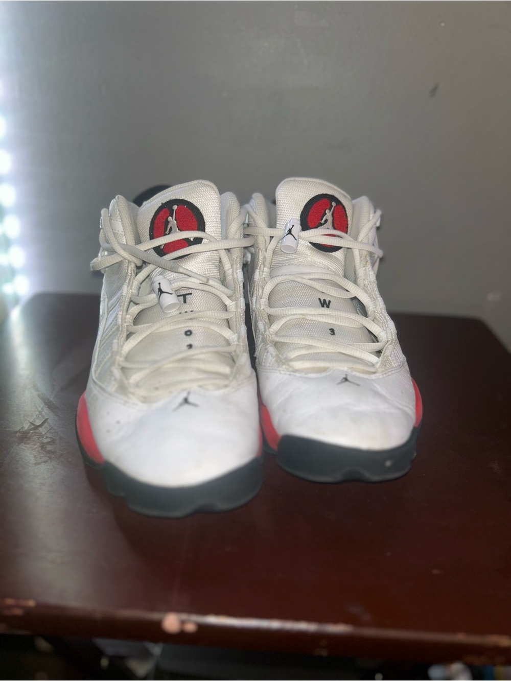 Jordan 6 rings White and Red Basketball Sneakers